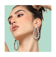 Sohi Women's Silver Bling Teardrop Earrings