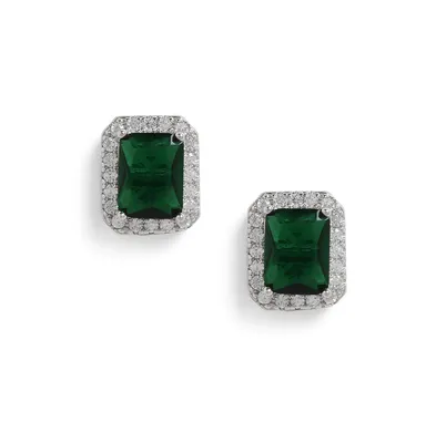 Sohi Women's Green Stone Stud Earrings