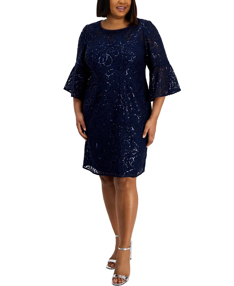 Alex Evenings Plus Size Sequined Lace Sheath Dress