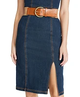 Steve Madden Women's Croc-Embossed Stretch Belt