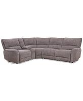 Closeout! Deklyn 116" 5-Pc. Zero Gravity Fabric Sectional with 3 Power Recliners & 1 Console, Created for Macy's
