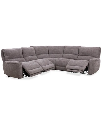 Deklyn 116" 5-Pc. Zero Gravity Fabric Sectional with 3 Power Recliners, Created for Macy's