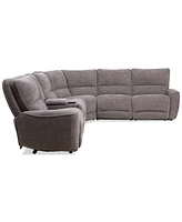 Closeout! Deklyn 129" 6-Pc. Zero Gravity Fabric Sectional with 3 Power Recliners & 2 Consoles, Created for Macy's