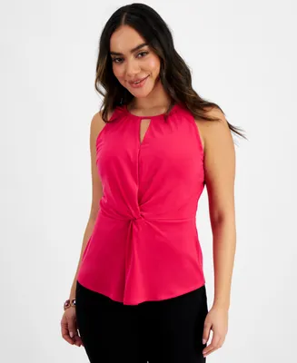 I.n.c. International Concepts Petite Twist-Front Keyhole Halter Top, Created for Macy's
