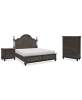 Mandeville 3pc Bedroom Set (Louvered Queen Storage Bed + Drawer Chest -Drawer Nightstand
