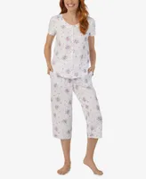 Aria Women's Short Sleeve Top Capri Pants 2-Pc. Pajama Set