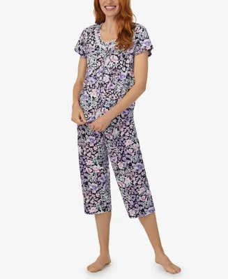 Aria Women's Short Sleeve Top Capri Pants 2-Pc. Pajama Set