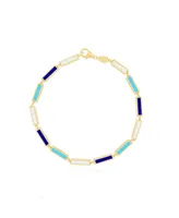 The Lovery Blue Mixed Bar Bracelet 14K Gold