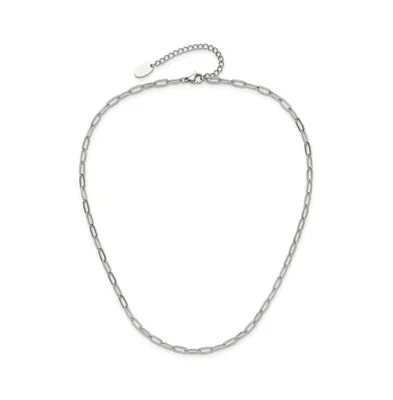 Chisel Elongated Open Link Paperclip15 inch 2 inch extension Necklace