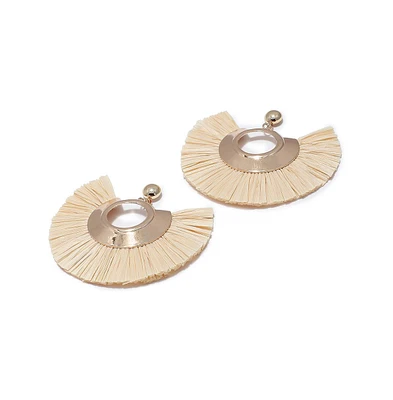 Sohi Women's Gold Dented Metallic Drop Earrings