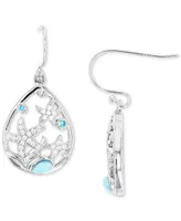 Larimar & Cubic Zirconia Starfish Drop Earrings in Sterling Silver