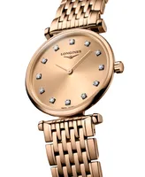 Longines Women's Swiss La Grande Classique de Longines Diamond (1/20 ct. t.w.) Rose Gold Pvd Bracelet Watch 24mm