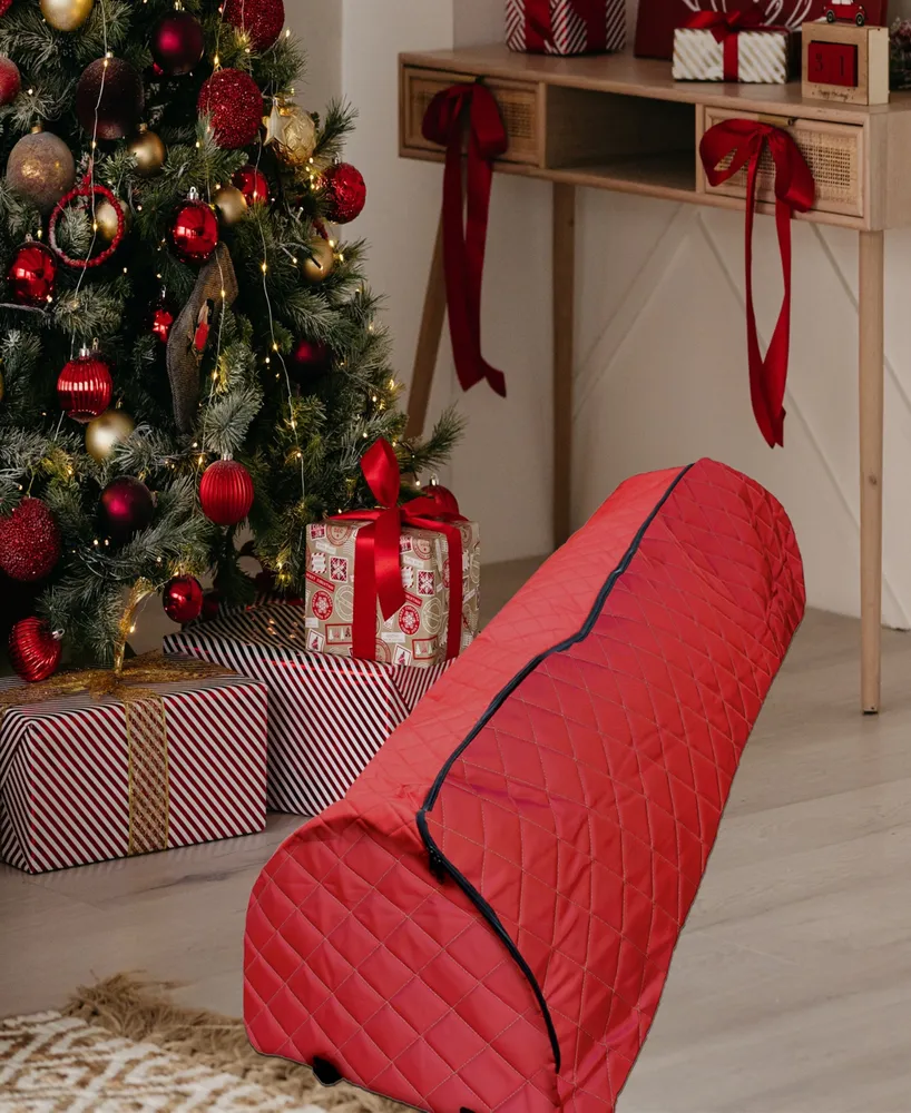 Northlight Quilted Rolling Christmas Tree Storage Bag for Trees Up to 12'
