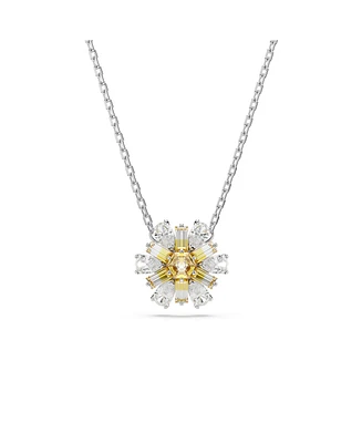 Swarovski Flower, Yellow, Rhodium Plated Idyllia Pendant Necklace
