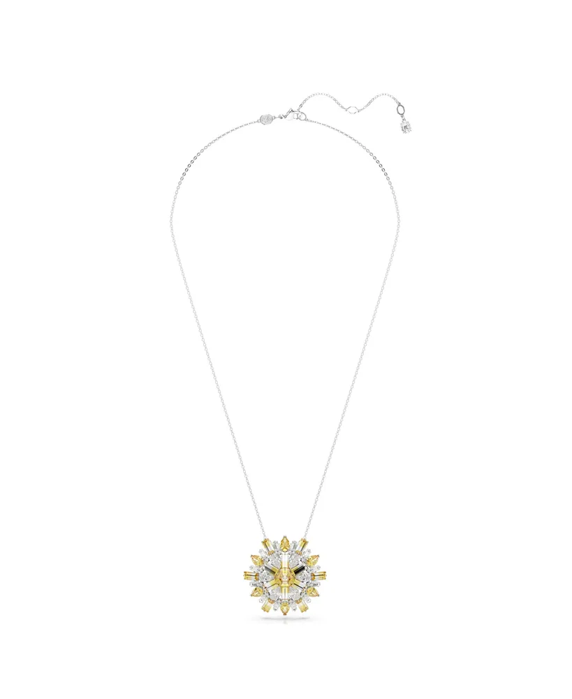 Swarovski Flower, Long, Yellow, Rhodium Plated Idyllia Pendant Necklace