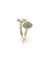 Swarovski Crystal Imitation Pearl, Shell, White, Gold-Tone Idyllia Open Ring