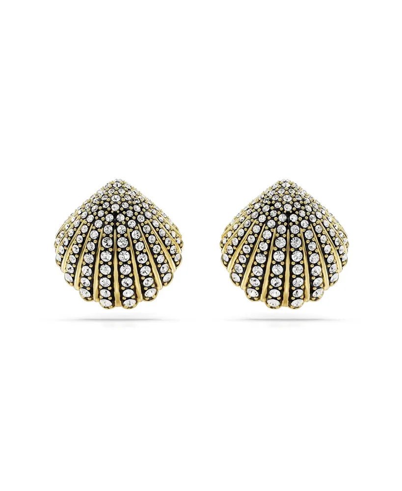 Swarovski Shell, White, Gold-Tone Idyllia Stud Earrings