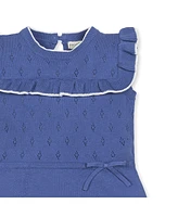Hope & Henry Girls' Sleeveless Ruffle Yoke Sweater Dress, Toddler