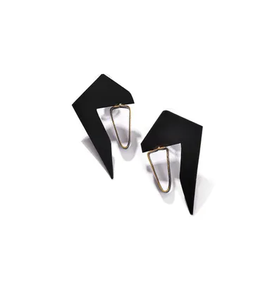 Sohi Women's Black Abstract Drop Earrings