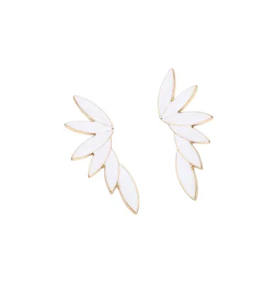 Sohi Women's White Wing Drop Earrings