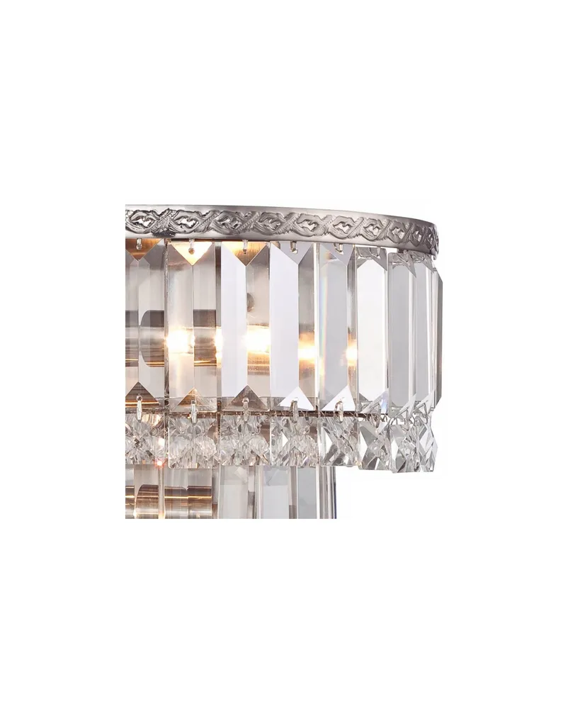 Magnificence Modern Wall Sconce Lighting Brushed Satin Nickel Silver Hardwired 10" Wide Fixture Tiered Clear Crystal for Bedroom Bathroom Vanity Readi