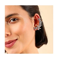 Sohi Women's Silver Embellished Cluster Ear cuff Earrings