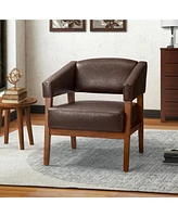 Modern Faux Leather Accent Arm Chair for Bedroom Office