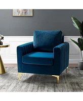Velvet Tufted Arm Chair With Cushion back