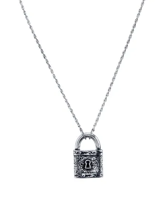2028 Silver-Tone Lock Pendant Necklace