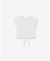 Girl Organic Cotton T-Shirt With Knot White