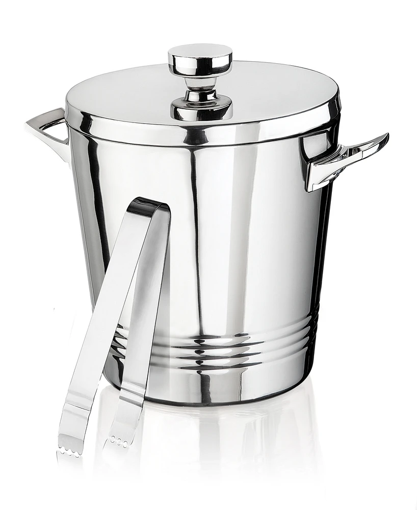 Signature Collection by Godinger Double Wall Stainless Steel Ice Bucket with Tong