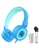 Kids Foldable Stereo Bass Headphones with Adjustable Headband, Tangle-Free On-Ear Headset