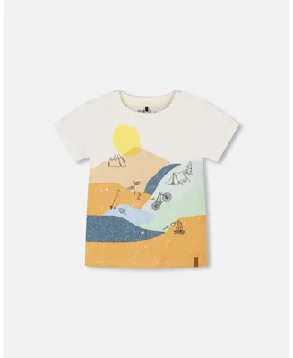Boy Organic Cotton T-Shirt With Large Landscape Print - Child
