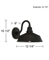 Arnett Rustic Industrial Farmhouse Outdoor Barn Light Fixtures Set of 2 Black Gooseneck 10 1/2" for Exterior Deck House Porch Yard Patio Outside Garag