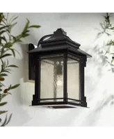 Hickory Point Farmhouse Rustic Mission Outdoor Wall Light Fixture Bronze Lantern 19" Frosted Cream Glass for Exterior House Porch Patio Outside Deck G