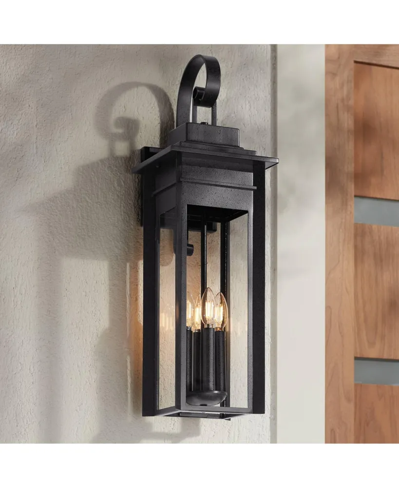 Bransford 28 1/4" High Farmhouse Rustic Outdoor Wall Light Fixture Mount Porch House Exterior Outside Lantern Scroll Weatherproof Black