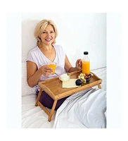 Bed Table Tray with Folding Legs - Breakfast Tray Bamboo Bed Tray for Sofa, Bed, Eating, Snacking and Working