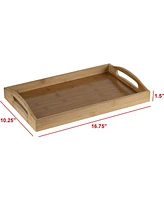 Serving Tray Bamboo - Wooden Tray with Handles - Great for Dinner Trays, Tea Tray, Bar Tray, Breakfast Tray, or Any Food Tray