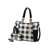 Mkf Collection Mariely Checker Tote Bag & Wallet Set by Mia K.