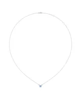 LuvMyJewelry Cushion Tanzanite Gemstone Round Natural Diamond 14K White Gold Birthstone Necklace