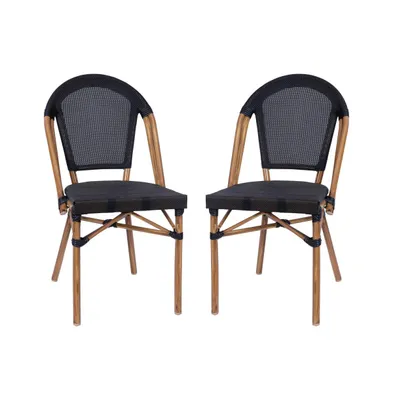 Massalia Indoor/Outdoor Stacking French Bistro Style Chairs With Text Ilene Seat And Aluminum Frame