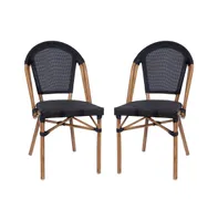 Massalia Indoor/Outdoor Stacking French Bistro Style Chairs With Text Ilene Seat And Aluminum Frame