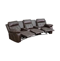 3-Seat Reclining Theater Seating Unit With Curved Cup Holders