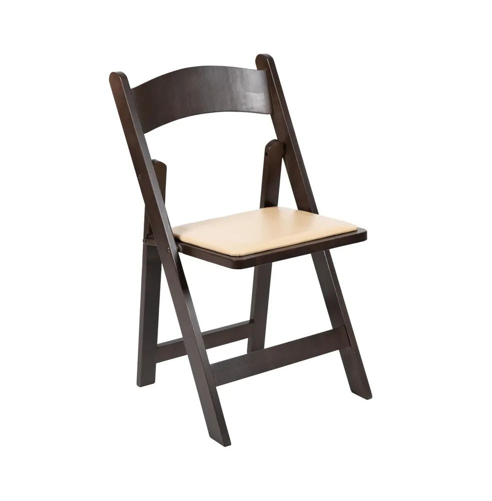 Wood Folding Chair With Vinyl Padded Seat