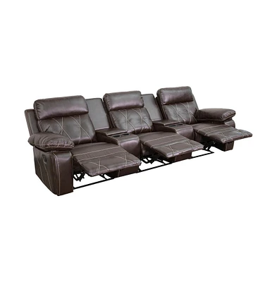3-Seat Reclining Theater Seating Unit With Straight Cup Holders