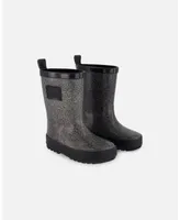 Girl Rain Boots Glittering Black