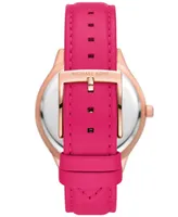 Michael Kors Women's Slim Runway Three-Hand Deep Pink Leather Watch 38mm