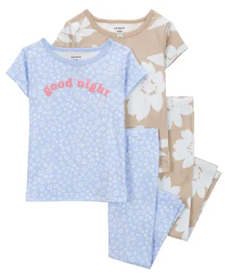 Carter's Toddler Carter's Toddler Girls Floral 100% Snug Fit Cotton Pajamas, 4 Piece Set