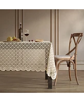 Hlc.me Alona Lace Fabric Table Cloth for Round Tables, Wrinkle Resistant Tablecloth