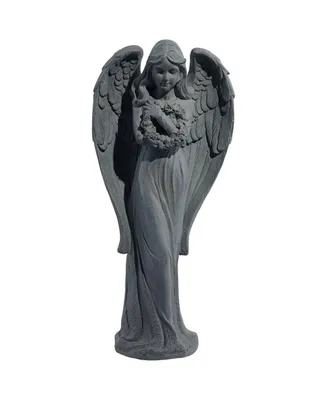 Standing Angel Statue Sculpture Catholic Religious English Decor Indoor Outdoor Garden Front Porch Patio Yard Outside Home Balcony House Exterior Faux